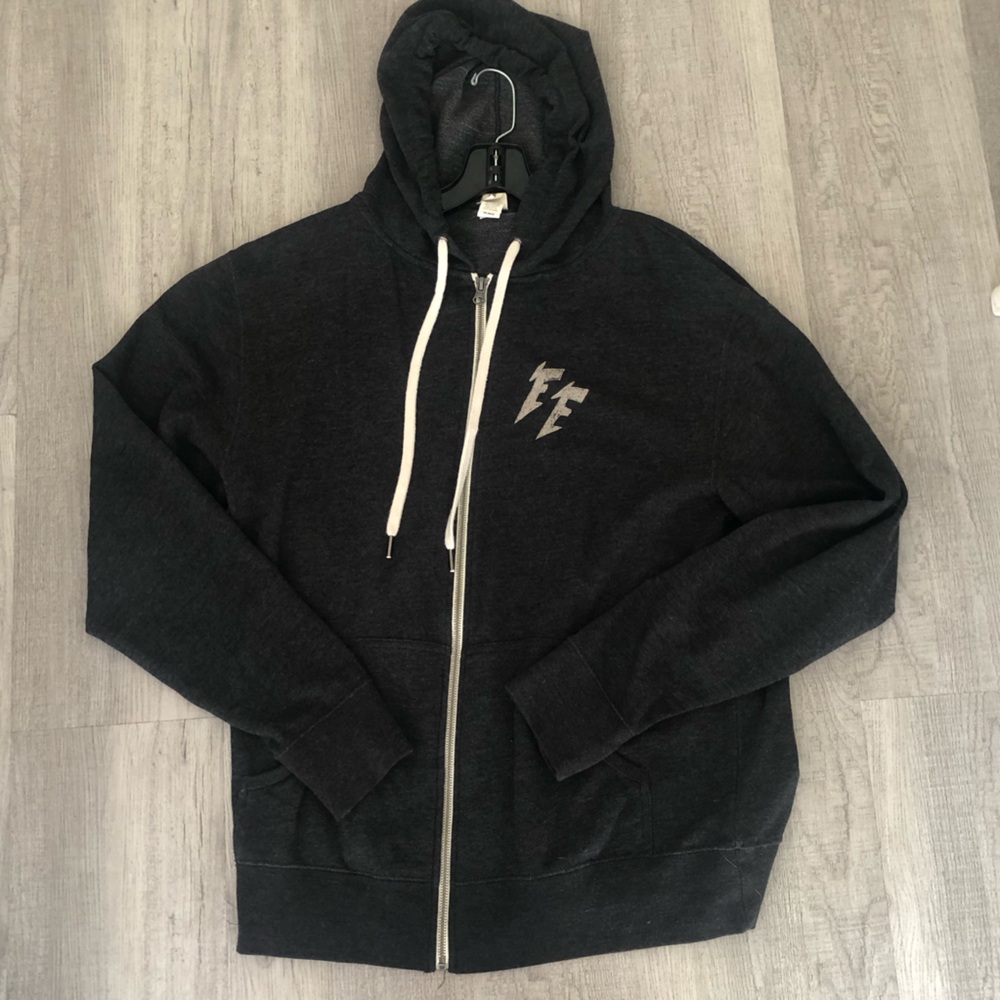 2018 Foo Fighters Gray Zip Up Hoodie with White Drawstrings Large